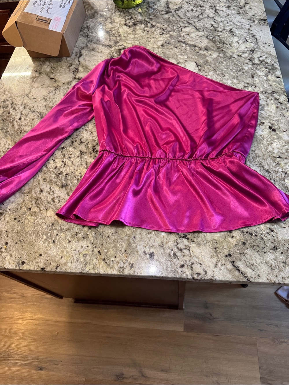 Adrienne One-Shoulder Satin Peplum Top - Fuchsia Pink
